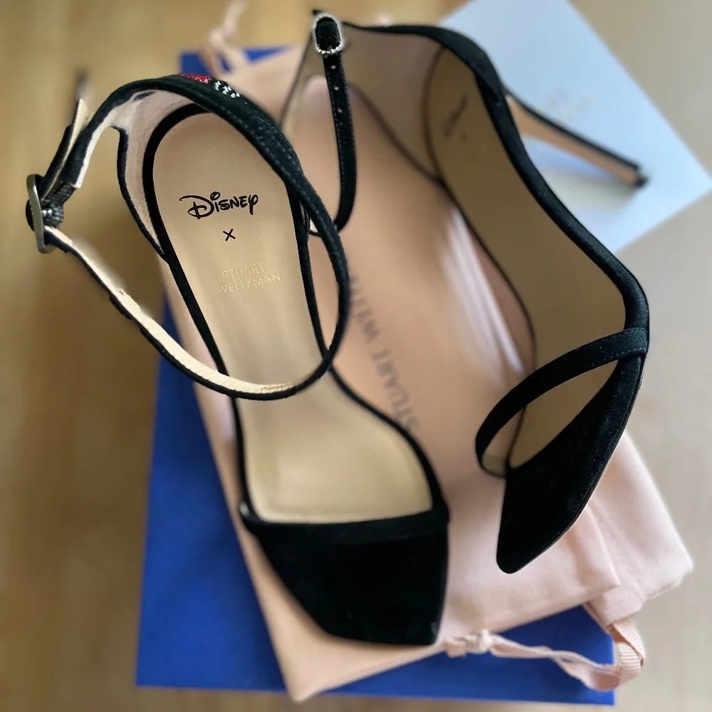 Disney x Stuart Weitzman Nudistcurve Black 100 Sz 5 - Picture 4 of 16